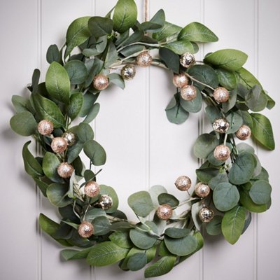 Giant Eucalyptus Sparkle Xmas Door Decoration Winter Autumn Wreath, Christmas Wreath 55cm