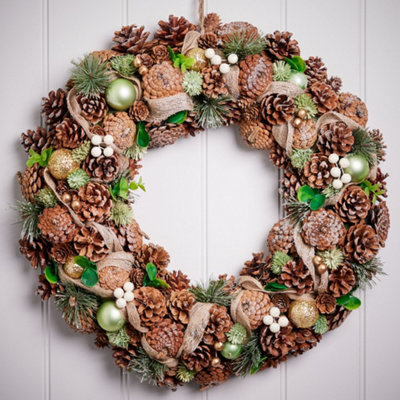 Giant Festive Foliage Xmas Door Decoration Winter Autumn Wreath, Christmas Wreath 50cm