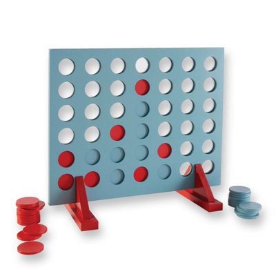 Giant Four-in-a-Row Game - Wooden Frame with 42 Discs, Indoor/Outdoor ...