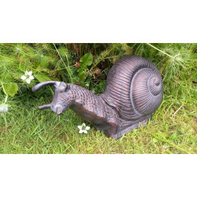Giant Garden Snail Garden Ornament Sculpture in an Antique Bronze Finish