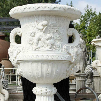 thumbnail image 2 of 32-Inch Tall Greek Pedestal Garden Urn Planter - Outdoor Flower Pot For Home Decor 2 of 4
