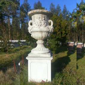 Giant Greek design Stone cast Vase with Column