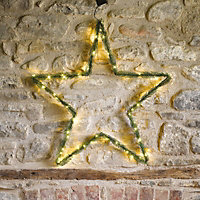Giant Green LED Star - Battery Operated Festive Christmas Xmas Home Decoration with 60 Warm White Lights - Measures H74 x W74cm