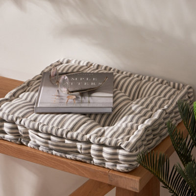 Giant Grey Striped Indoor Hallway Furniture Bench Chair Seat Pad Cushion (L)50cm x (W)50cm