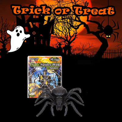 Giant Halloween Spider Web with Spider Decoration Trick or Treat