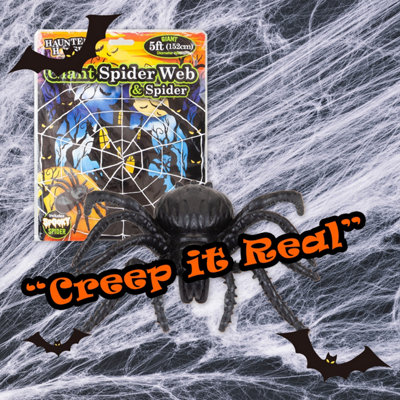 Giant Halloween Spider Web with Spider Decoration Trick or Treat