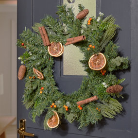 Giant Orange and Cinnamon Spiced All Season Front Door Wreath Home Decoration Wreath 55cm
