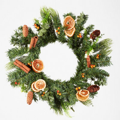 Giant Orange and Cinnamon Spiced All Season Front Door Wreath Home Decoration Wreath 55cm