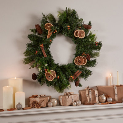 Giant Orange and Cinnamon Spiced All Season Front Door Wreath Home Decoration Wreath 55cm - 5