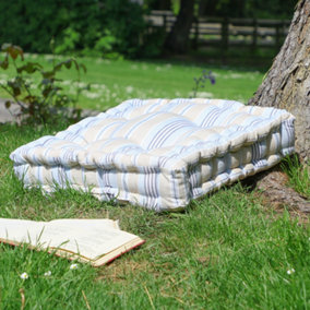 Giant Oxford Blue Striped Outdoor Garden Chair Seat Pad Cushion
