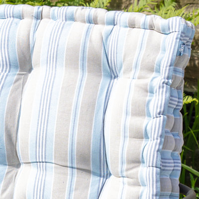 Giant Oxford Blue Striped Outdoor Garden Chair Seat Pad Cushion - 4