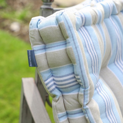 Giant Oxford Blue Striped Outdoor Garden Chair Seat Pad Cushion - 5