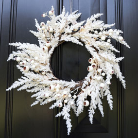 Giant Pampas Pre-Lit Spring Summer All Year Front Door Decoration Wreath 55cm