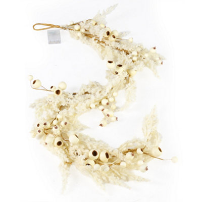 Giant Pampas Pre-Lit Spring Summer All Year Front Door Decoration Wreath with Garland - 3