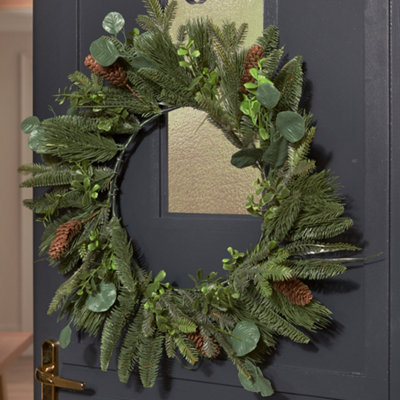 Giant Pinecone Xmas Door Decoration Winter Autumn Wreath, Christmas Wreath 60cm