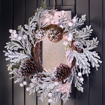 Giant Snowdrift Xmas Door Decoration Winter Autumn Wreath, Christmas Wreath 50cm