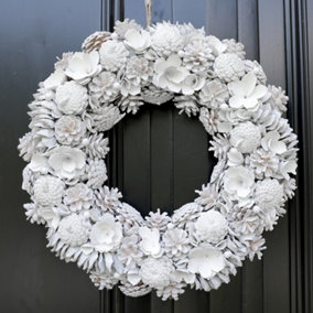 Giant Snowy Meadow Spring Summer All Year Front Door Decoration Wreath 50cm (DB83)