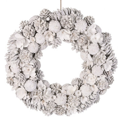 Giant Snowy Meadow Spring Summer  All Year Front Door Decoration Wreath 50cm (DB83)