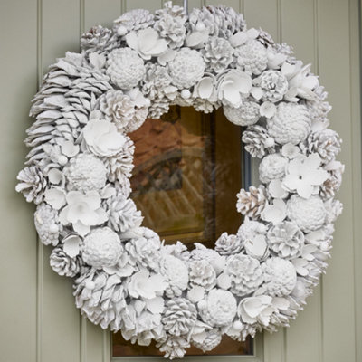 Giant Snowy Meadow Xmas Door Decoration Winter Autumn Wreath, Christmas Wreath 50cm