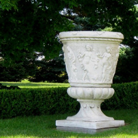 Giant White Harvest Design Round Vase