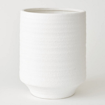 Giant White Terracotta Vase - Modern Vase for Fresh or Artificial Flower Stem Bouquet Arrangements - H30.5 x 25cm Diameter