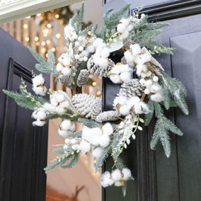Giant White Woodland Spring Summer All Year Front Door Decoration Wreath 60cm