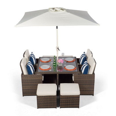 Giardino 4 Seater Rattan Cube Dining Set - Brown