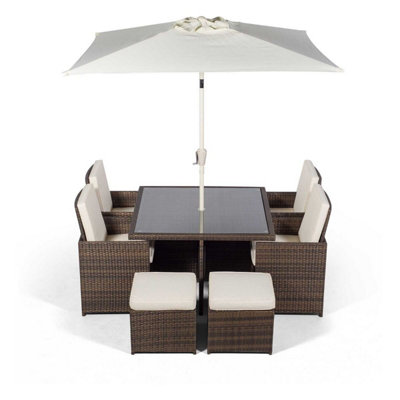 Giardino Seater Rattan Cube Dining Set Brown