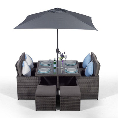 Giardino 4 Seater Rattan Cube Dining Set - Grey