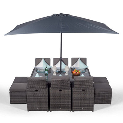 Giardino 6 Seater Rattan Cube Dining Set - Grey