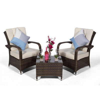 Giardino Arizona 2 Seat Garden Lounge Chair Set - Brown