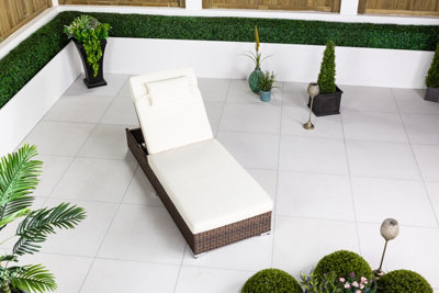 Giardino Brown Rattan Sun Lounger Garden Patio Furniture - Sun bed 6 ...