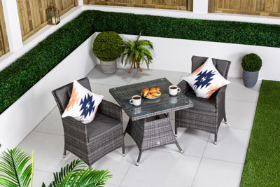 Old Cast Seater Patio Set Savannah Square Rattan Garden Bistro