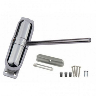 Gibcloser Surface Mounted Spring Door Closer Polished Chrome (One Size