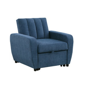 Gibson Modern and Versatile Fabric 1 Seater Chair Bed, Living Room Furniture, Guest Bed, Blue