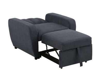 Gibson Modern and Versatile Fabric 1 Seater Chair Bed, Living Room Furniture, Guest Bed, Grey