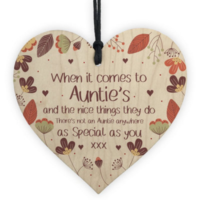 Gift For Auntie Wooden Heart Birthday Christmas Gift For Auntie Thank