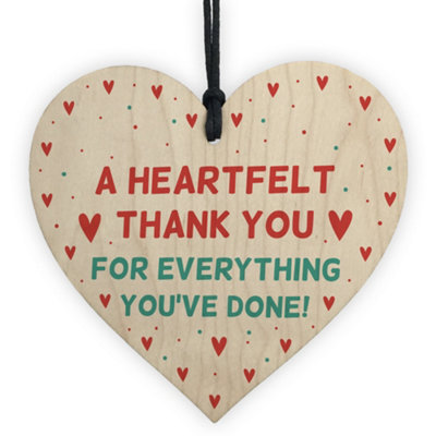 Gift For Teacher Nurse Carer Volunteer Wooden Heart Thank You Gift Keepsake