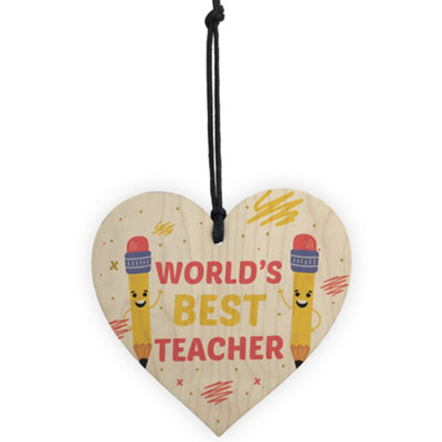 Gift For Teacher Worlds Best Thank You Wooden Heart Leaving School Gift