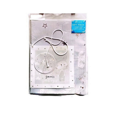Giftmaker Teddy Bear Gift Wrap And Card Set (Pack of 5) Light Grey/White (S)