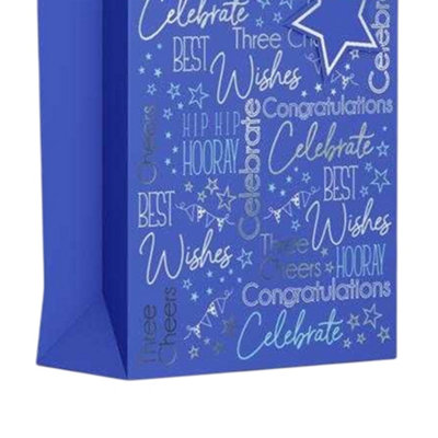 Giftmaker Text Gift Bag Blue (M)