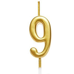 Gifts 4 All Occasions Limited Gold 9 Number Candle Birthday Anniversary Party Cake Decorations Topper