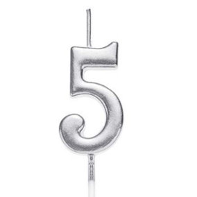 Gifts 4 All Occasions Limited Silver 5 Number Candle Birthday Anniversary Party Cake Decorations Topper