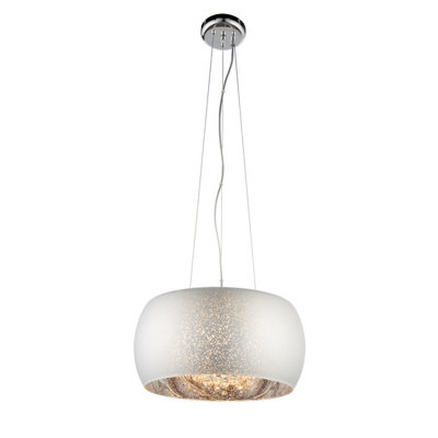 Gigi Silver Effect Glass with Clear Glass Droplets 5 Light Ceiling Pendant