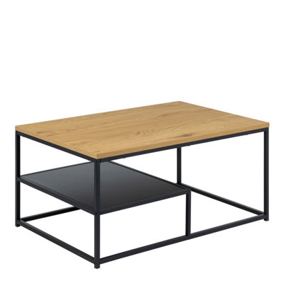 Gila Coffee Table in Oak & matte Black Steel Base