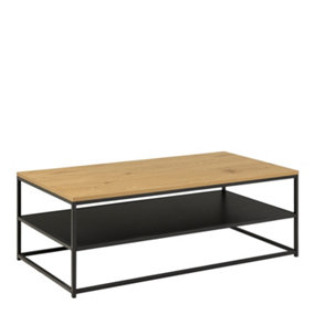 Gila Coffee Table with Open Shelf in Oak & Black