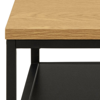 Gila Square Coffee Table with Open Shelf in Oak & Black