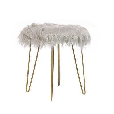 Faux fur stool with hairpin legs sales