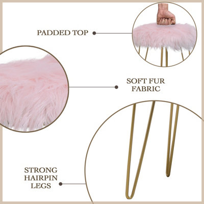 Faux fur stool on sale with hairpin legs