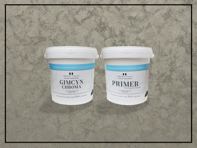 Gimcyn Chroma - Textured, Intense Metallic Wall Paint Bundle. Includes Paint and Primer - Covers 5SQM - In Colour GREY TOURMALINE